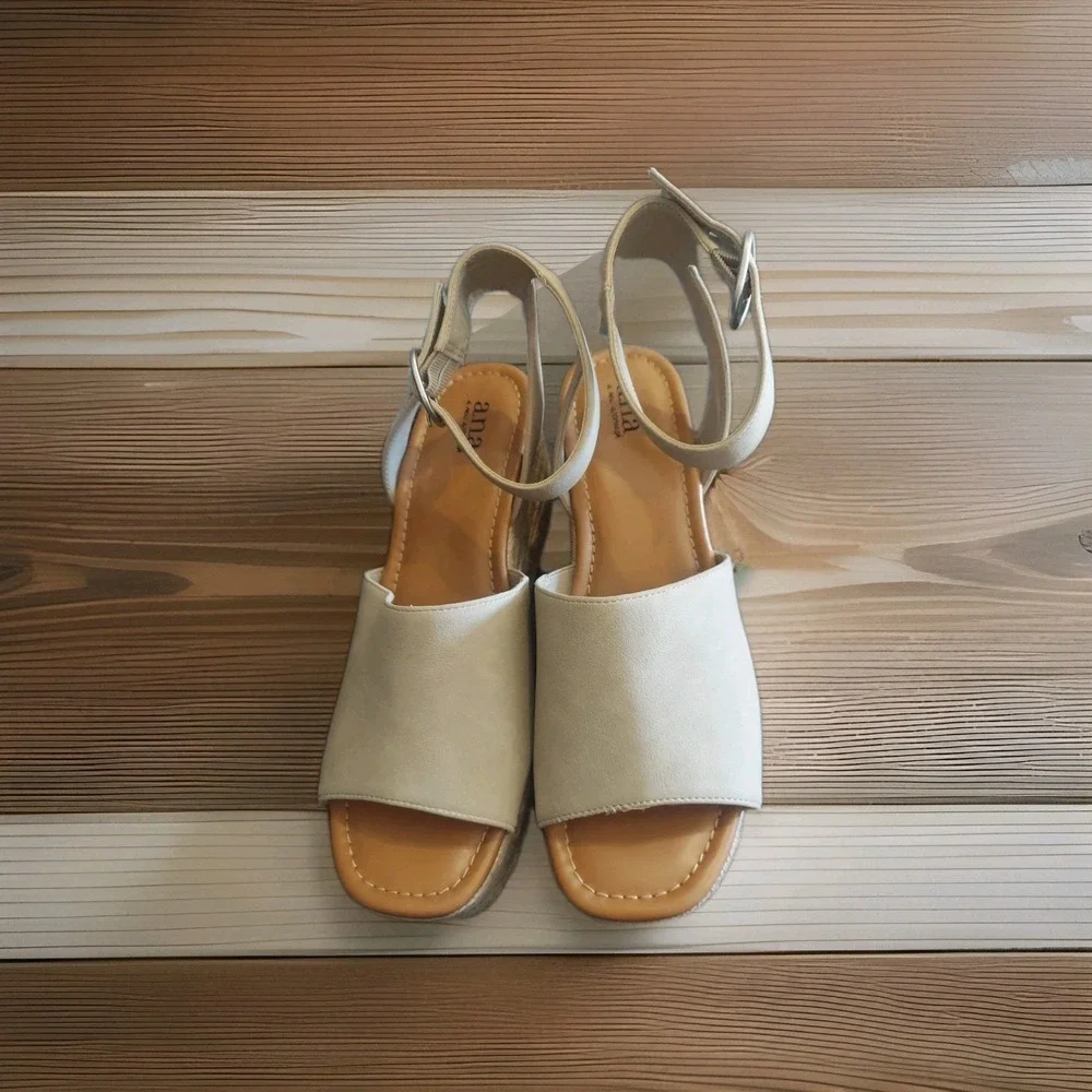 a.n.a Laskie Women Shoes Ankle Buckle Strap Sandals Brown Stone Size‎ 10 Summer